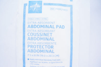 Medline PRM21453 Abdominal Pad Extra Absorbent 7-1/2 x 8inch